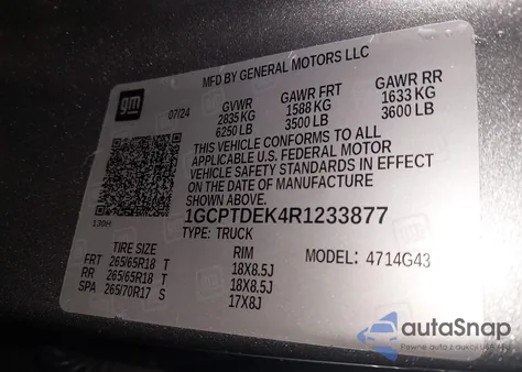 2024 Chevrolet Colorado 4Wd Z71 from USA, damaged, VIN 1GCPTDEK4R1233877